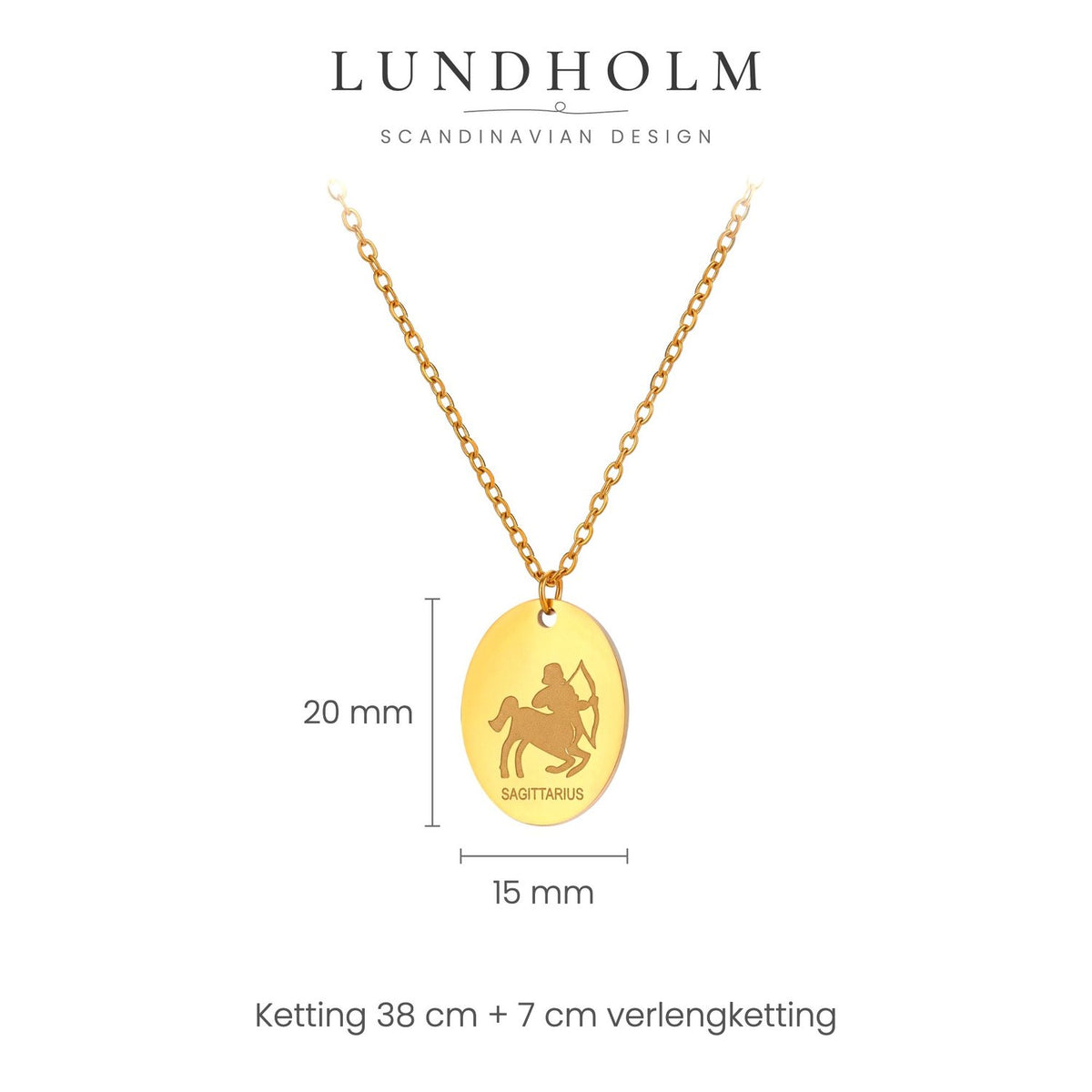 Lundholm Solenne sterrenbeeld ketting Boogschutter, goudkleurig, foto 5
