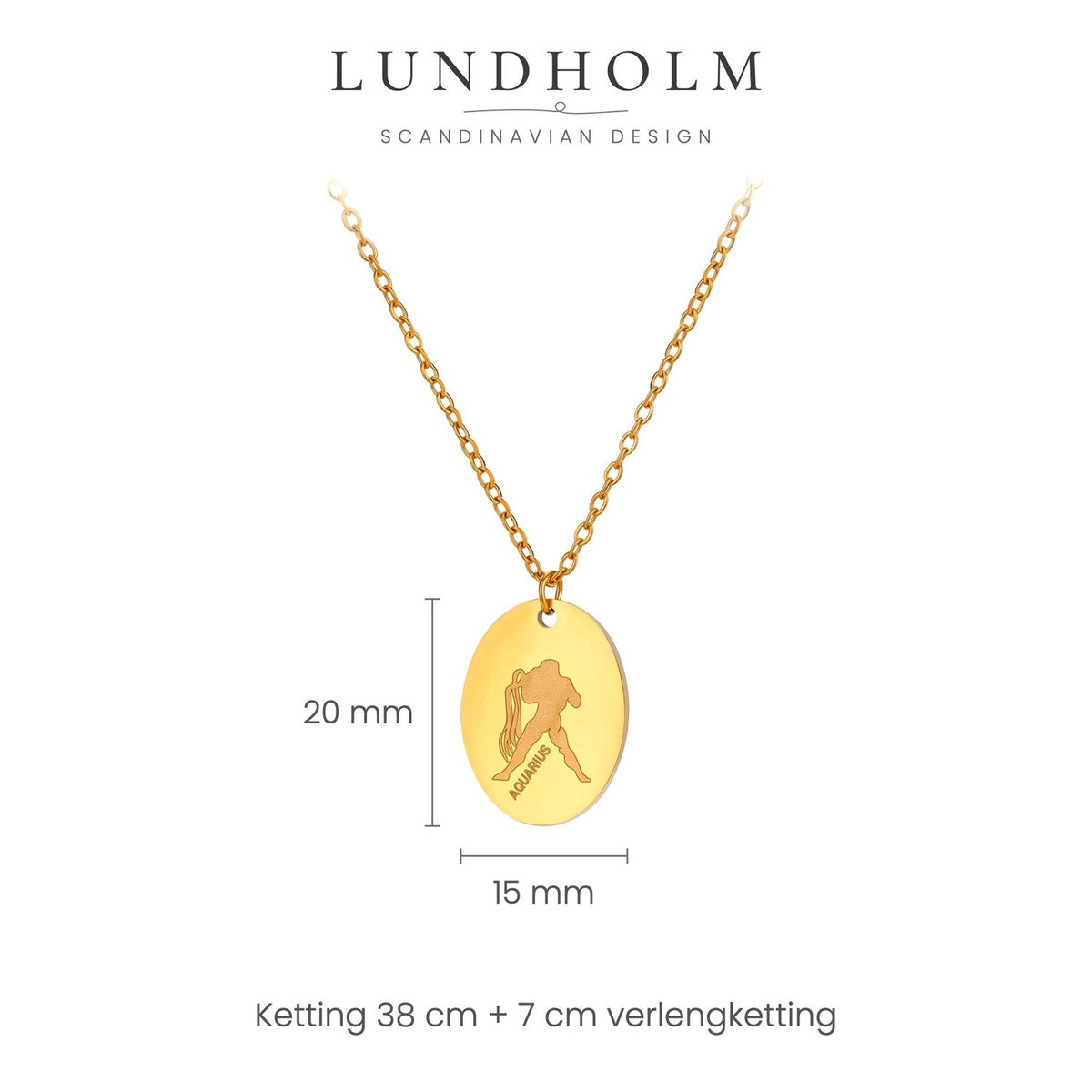 Lundholm Solenne sterrenbeeld ketting Waterman, goudkleurig, foto 5