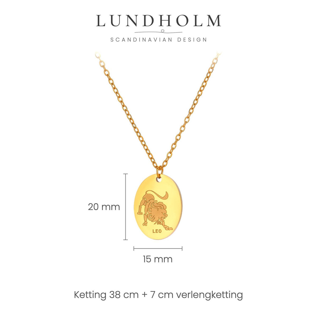 Lundholm Solenne sterrenbeeld ketting Leeuw, goudkleurig, foto 5