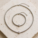 Lundholm Anah – Zirkonia Sieradenset met Ketting en Armband – Zilverkleurig