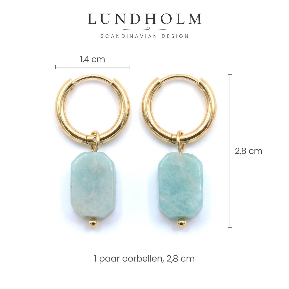 Lundholm Agneta oorringen met amazoniet, goudkleurig, foto 5