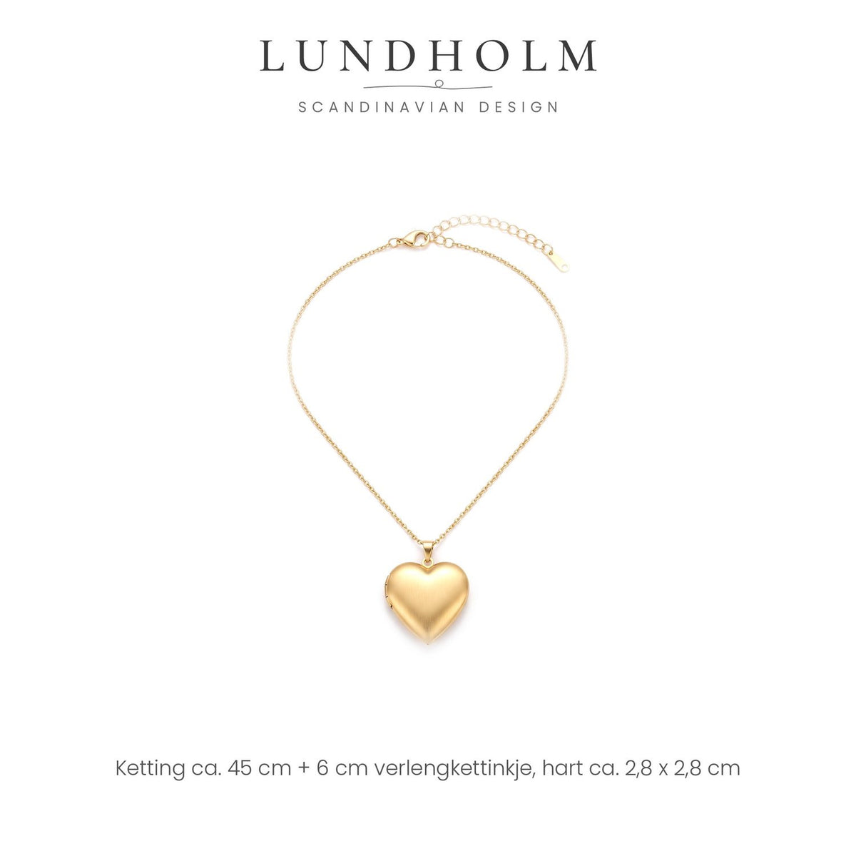 Lundholm Isolde hart medaillon ketting goudkleurig, detail