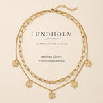 Lundholm Georgia layered klavertjevier ketting goudkleurig, detail