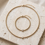 Lundholm Anah – Zirkonia Sieradenset met Ketting en Armband – Goudkleurig