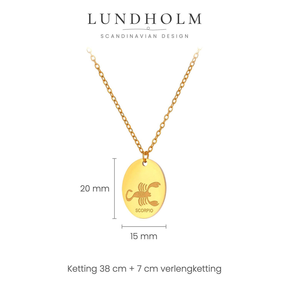 Lundholm Solenne sterrenbeeld ketting Schorpioen, goudkleurig, foto 5