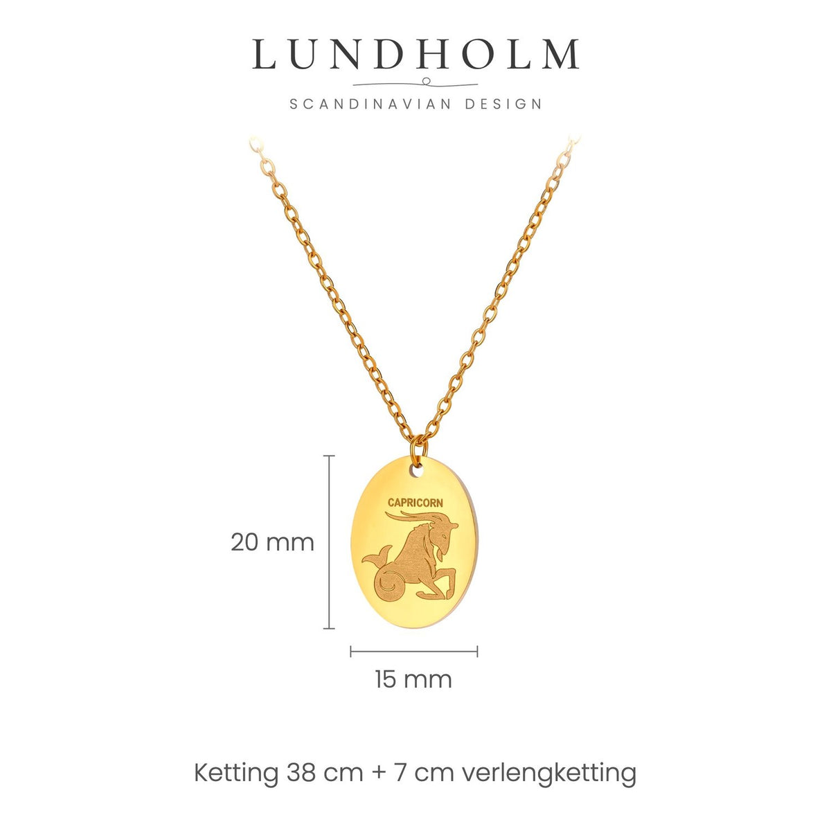 Lundholm Solenne sterrenbeeld ketting Steenbok, goudkleurig, foto 5