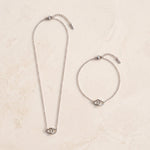 Tova Sieradenset Dames Stainless Steel Hartjes Ketting en Armband Zilverkleurig foto 1