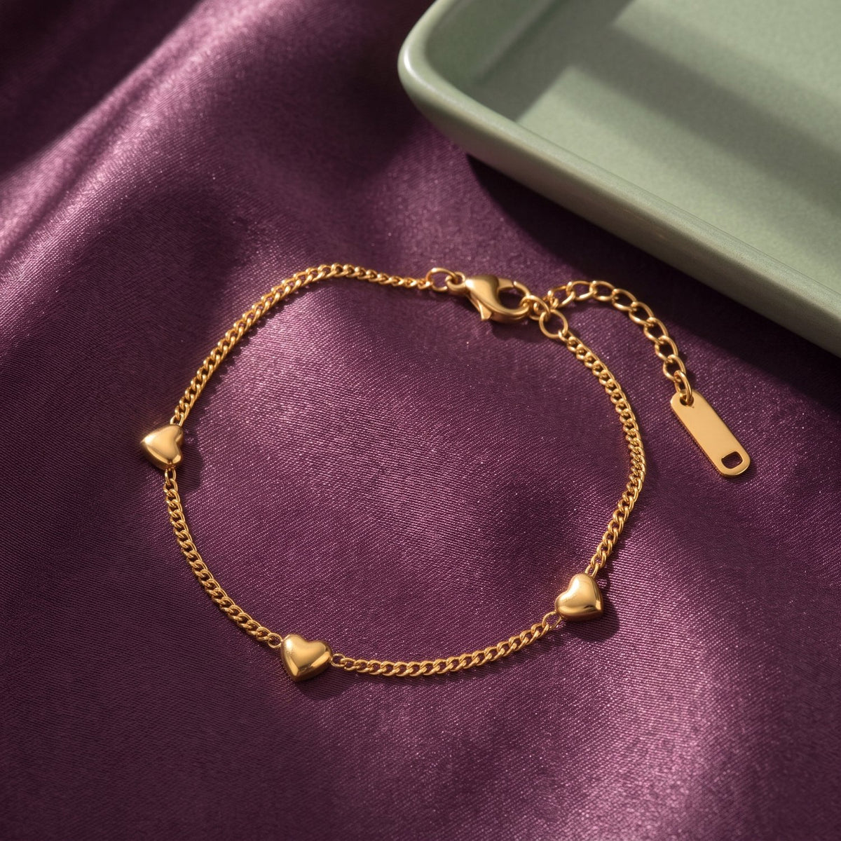 Lundholm Mia hartjes armband goudkleurig, maatindicatie