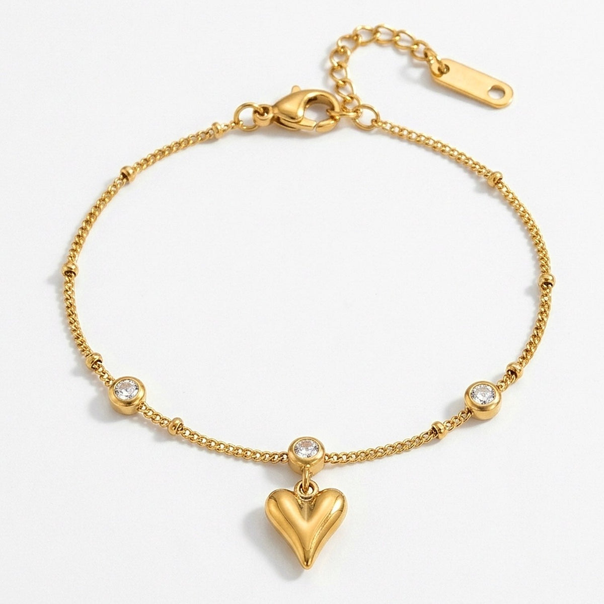 Lundholm Christina hartjes schakelarmband met zirkonia goudkleurig