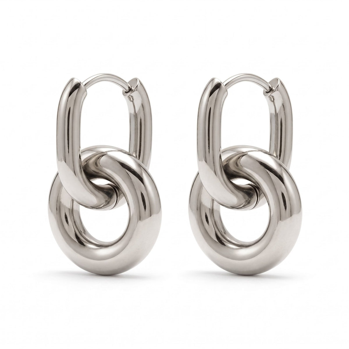 Lundholm Inka oorringen zilverkleurig met ronde ring, premium stainless steel