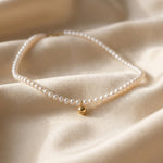 Lundholm Mathilda parel choker met gouden kraaltje, detail