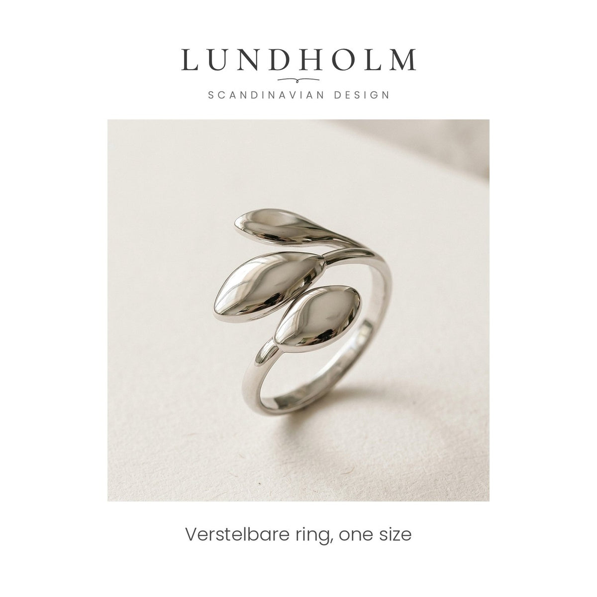 Lundholm Vilma blaadjes ring zilverkleurig, detail