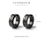 Lundholm Oscar heren earcuff oorbellen, zwart, maatindicatie
