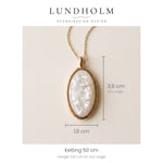 Lundholm Beatrice ketting met hanger ovaal parelmoer, goudkleurig, maatindicatie