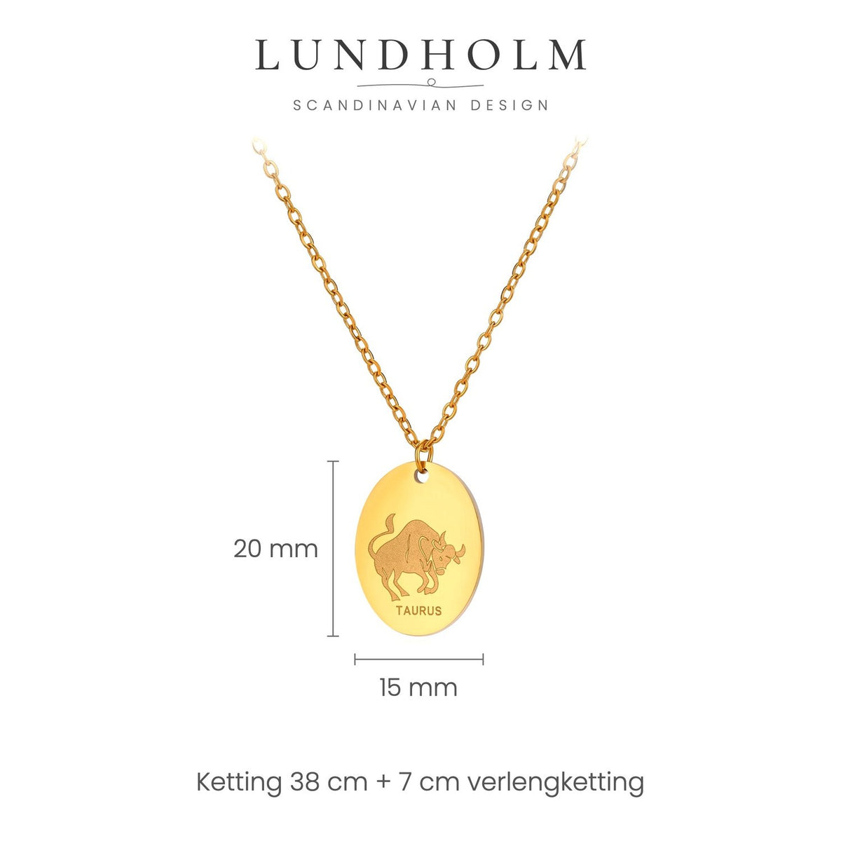 Lundholm Solenne sterrenbeeld ketting Stier, goudkleurig, foto 5