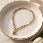 Nanna Ketting Stainless Steel Hartjes Ketting met Toggle Sluiting Goudkleurig foto 4