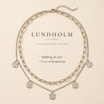 Lundholm Georgia layered klavertjevier ketting zilverkleurig, detail