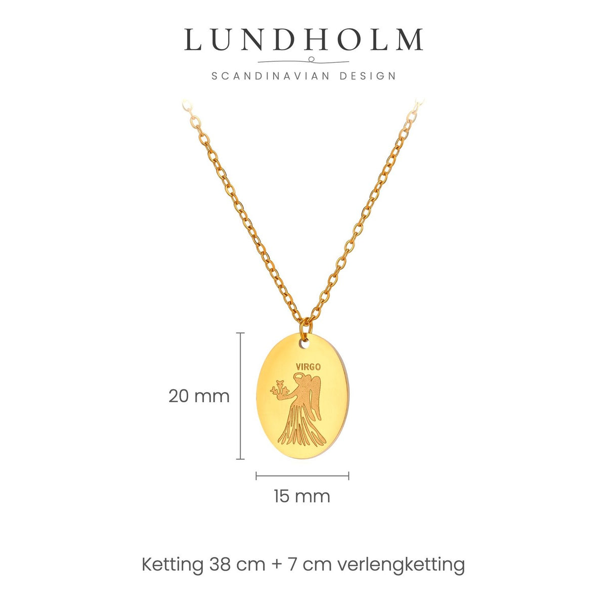Lundholm Solenne sterrenbeeld ketting Maagd, goudkleurig, foto 5