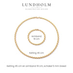 Lundholm Vendela sieradenset ketting en armband, goudkleurig, maatindicatie