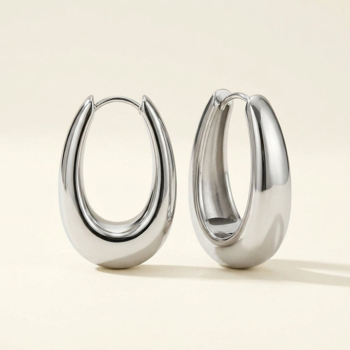 Lundholm Lea chunky hoops oorringen zilverkleurig