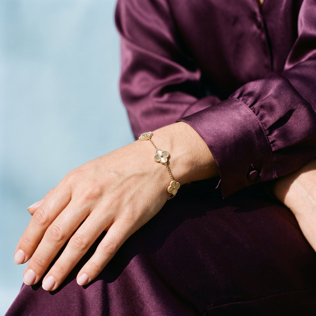 Lundholm Felicia klavertje vier armband goudkleurig, detail