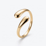 Dagny Ring Stainless Steel Open Ring met Druppel Design Verstelbaar Goudkleurig foto 2