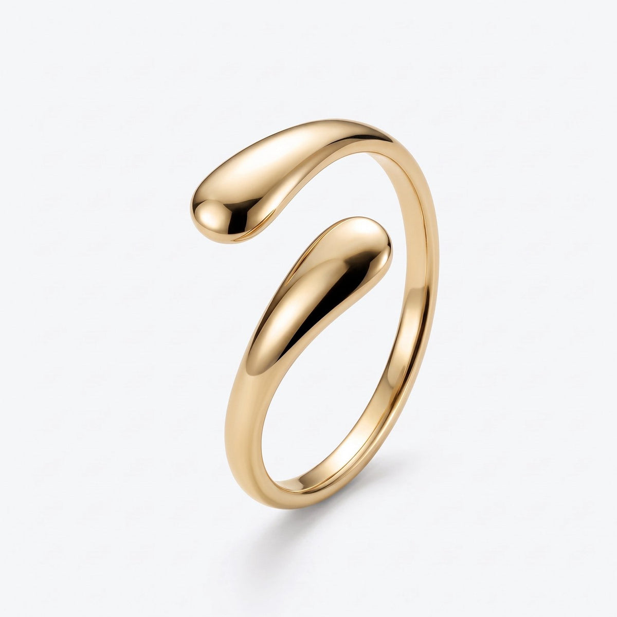 Dagny Ring Stainless Steel Open Ring met Druppel Design Verstelbaar Goudkleurig foto 2