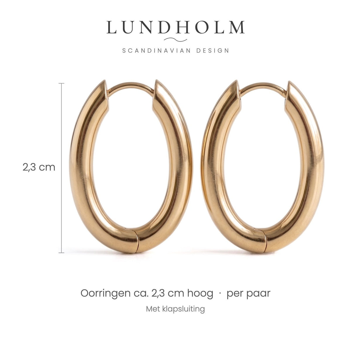 Lundholm Sifra oorringen goudkleurig, maatindicatie