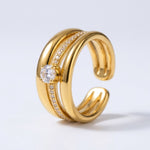Lundholm Silja verstelbare statement ring met zirkonia goudkleurig