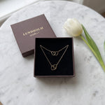 Tova Sieradenset Dames Stainless Steel Hartjes Ketting en Armband Goudkleurig foto 5