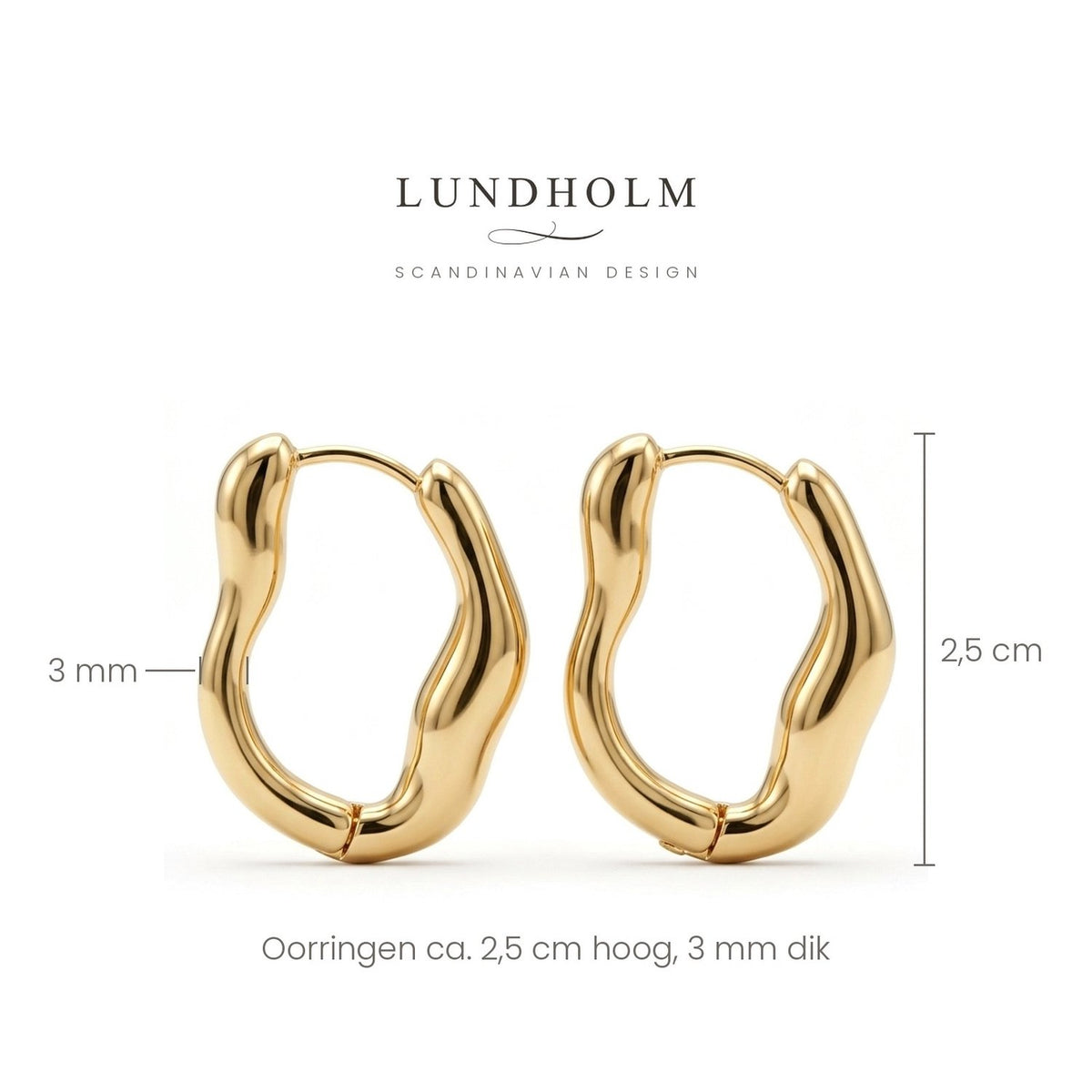 Iselin Oorbellen Stainless Steel Chunky Golvende Oorringen 2,5 cm Goudkleurig foto 3