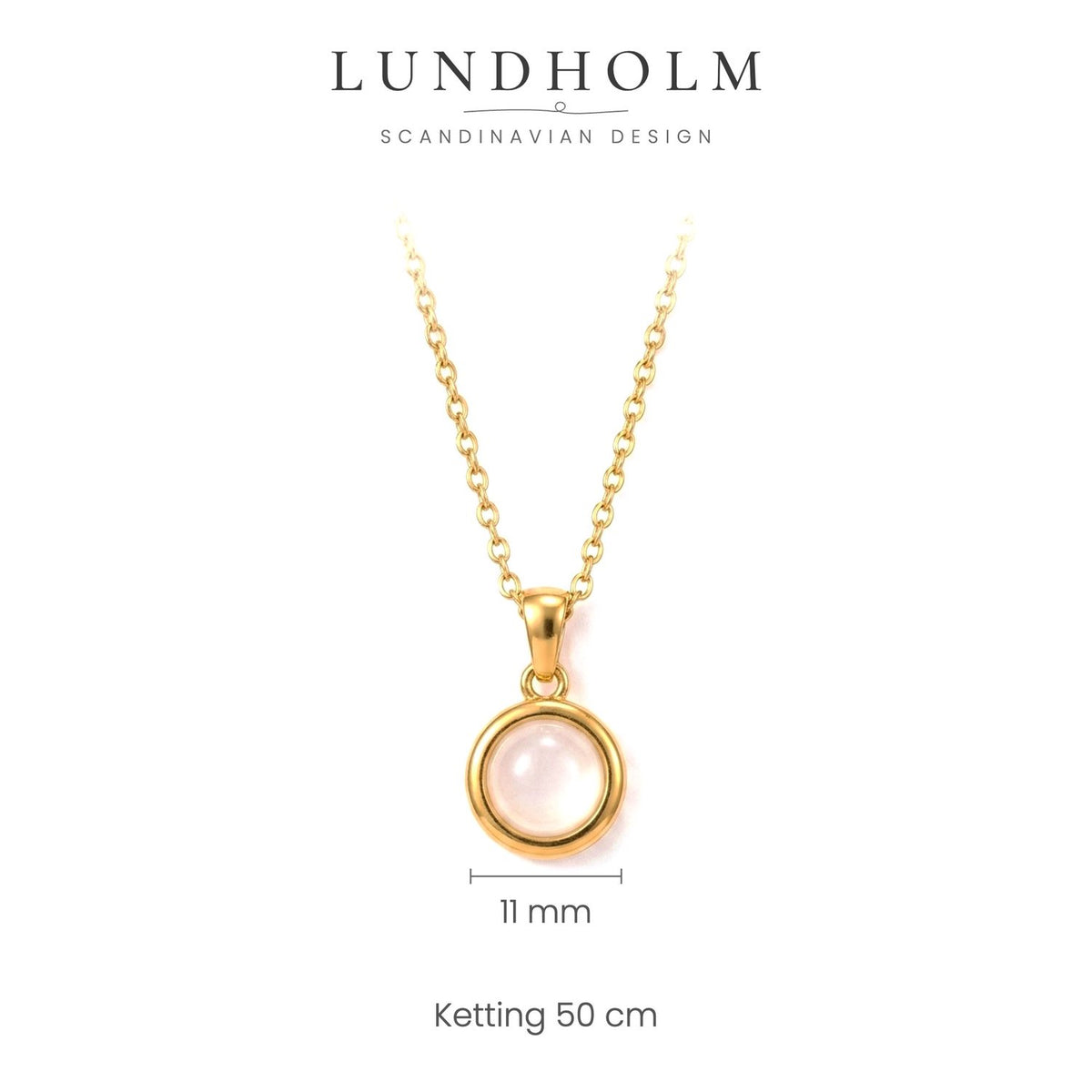 Lundholm Una ketting met witte natuursteen, goudkleurig, maatindicatie