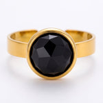 Lundholm Ella zwarte onyx ring dames goudkleurig stainless steel edelsteen