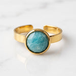 Lundholm Ella amazoniet ring dames goudkleurig stainless steel edelsteen