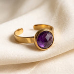 Lundholm Ella amethist ring dames goudkleurig stainless steel edelsteen