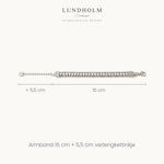 Lundholm Iza armband lengte 15 cm + 5,5 cm – Zilverkleurig