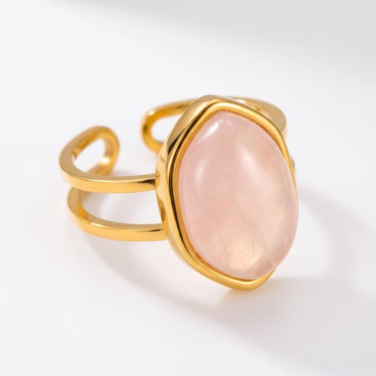 Lundholm Rosan ring roze steen close-up 17x12mm
