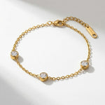 Lundholm Faye schakelarmband goud met zirkonia steentjes — stainless steel PVD gold plated damessieraad