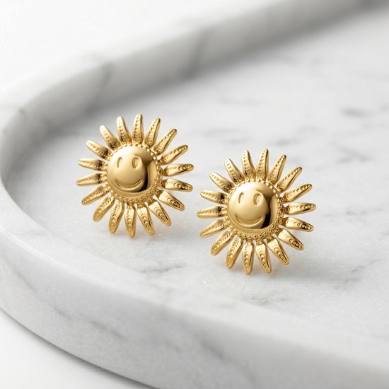 Lundholm Soley oorbellen styling — gold PVD plated stainless steel dames
