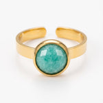 Lundholm Ella amazoniet ring detail groene edelsteen goud pvd