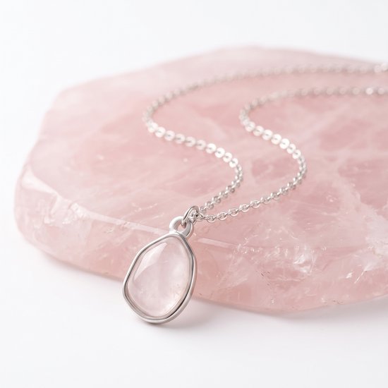 Lundholm Rosan Ketting Rozenkwarts Close-up - Premium Stainless Steel