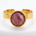 Lundholm Ella peach moonstone ring dames goudkleurig stainless steel edelsteen