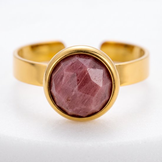 Lundholm Ella peach moonstone ring dames goudkleurig stainless steel edelsteen