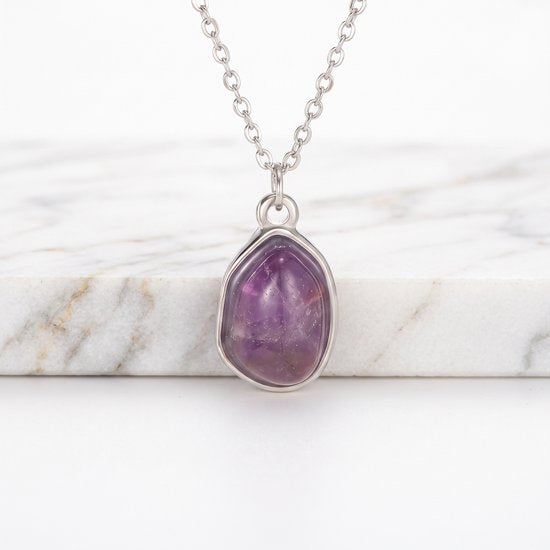Lundholm Rosan Natuursteen Ketting - Amethist Edelsteen Paars