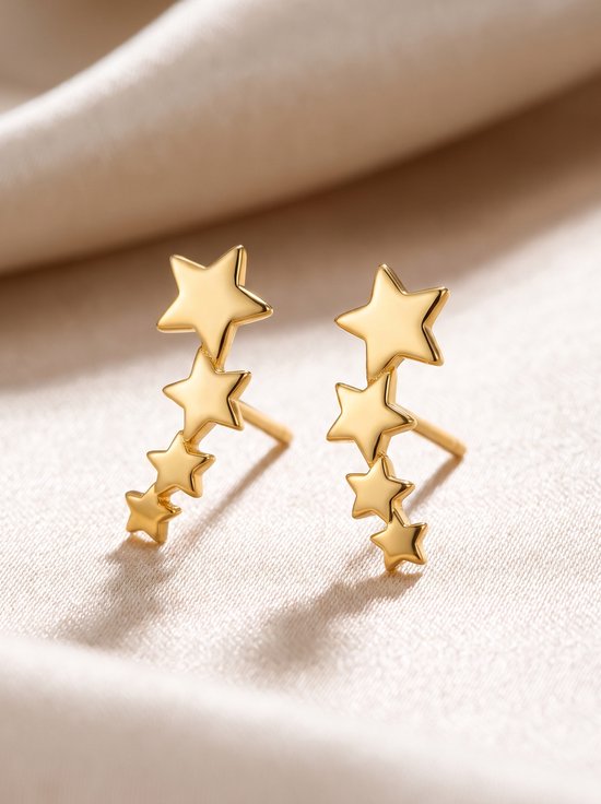 Lundholm Sterre gouden ear climber sterren oorbellen dames