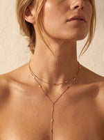 Lundholm Nathalie dubbele ketting goud y-hanger detail