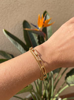 Lundholm Nicola armband goud detail — grove schakels met fijne ketting trendy damesarmband