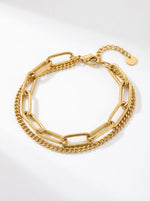 Lundholm Nicola dubbel laags armband goud — stainless steel PVD gold plated statement schakelarmband