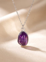 Lundholm Rosan Amethist Ketting Detail - Zilverkleurige Stainless Steel Hanger