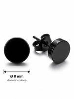 Lundholm Axel – Platte Ronde Heren Oorknopjes 8 mm – Zwart
